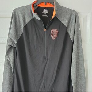 Majestic‎ Black and Gray Lightweight Shirt Jacket with Quarter-Zip